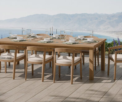 Wooden Dining Table 3D Rendering