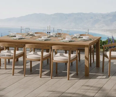 Wooden Dining Table 3D Rendering